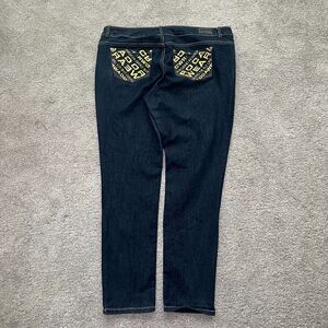 Rocawear Women's Med Dark Wash Blue Embroidered Straight LegDenim Jeans Size 20W